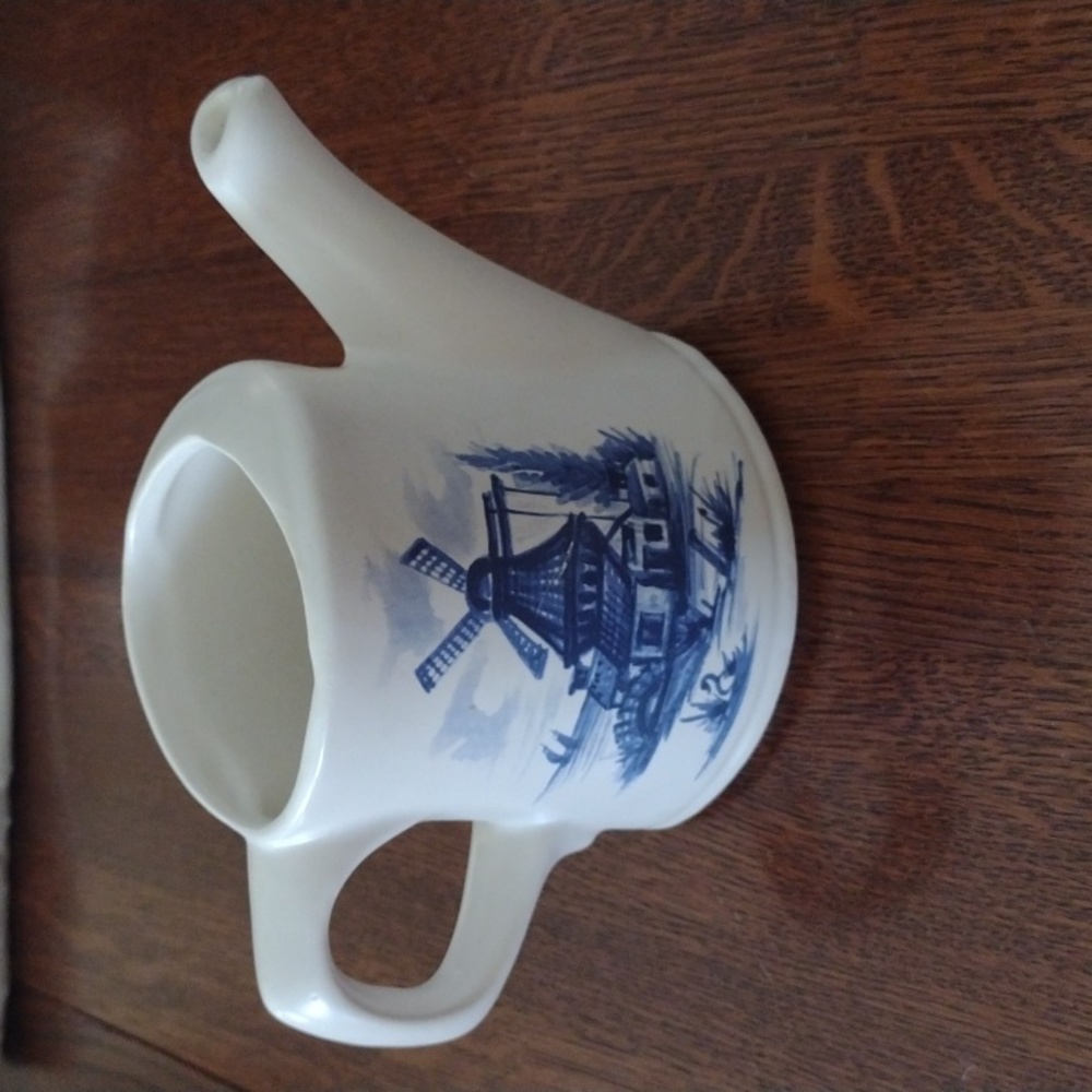 McCoy Pottery Blue Holland Windmill Plant Watering Pitcher #721 Container (b630)